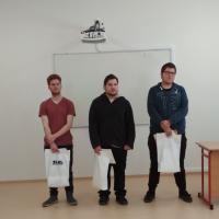 Ocenění žáci. Zleva Dohnal, Marek a Zelinka